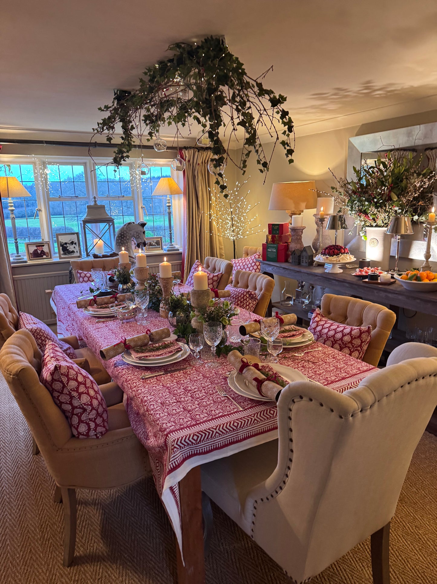 RED FLORAL TABLECLOTH