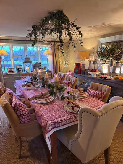RED FLORAL TABLECLOTH