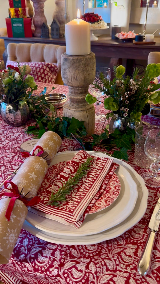 RICH RED FLORAL NAPKINS