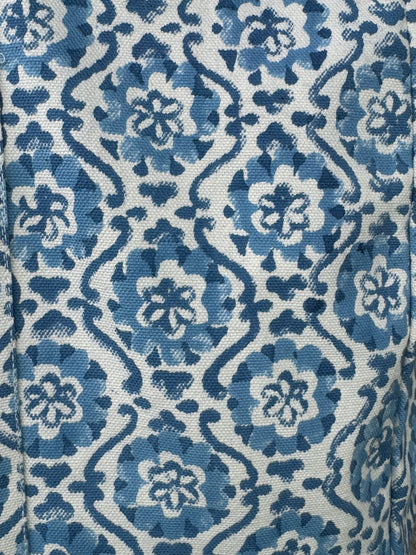 BLUE SPIRAL FLORAL TOTE BAG