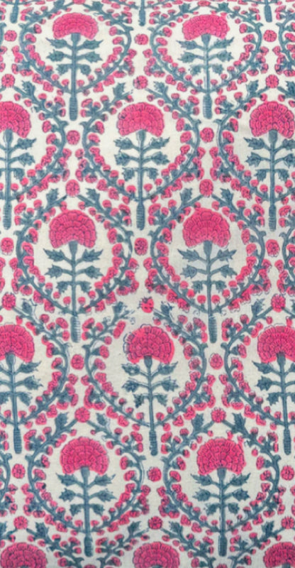 PINK AND BLUE TRELLIS CUSHION
