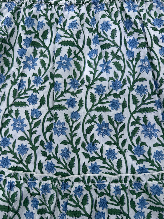 BLUE AND GREEN CLIMBING FLORAL SKIRT