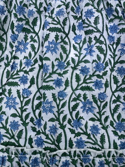 BLUE AND GREEN CLIMBING FLORAL SKIRT