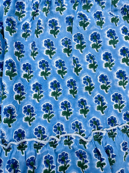 BLUE AND GREEN FLORAL SKIRT