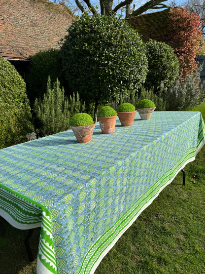 BLUE AND GREEN ARTICHOKE TABLECLOTH