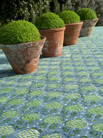 BLUE AND GREEN ARTICHOKE TABLECLOTH