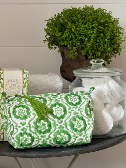 GREEN SPIRAL FLORAL TINY MAKEUP BAG