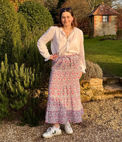 PINK AND BLUE TRELLIS SKIRT