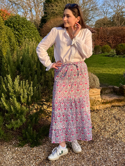 PINK AND BLUE TRELLIS SKIRT