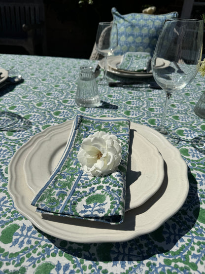 BLUE AND GREEN TRELLIS NAPKINS