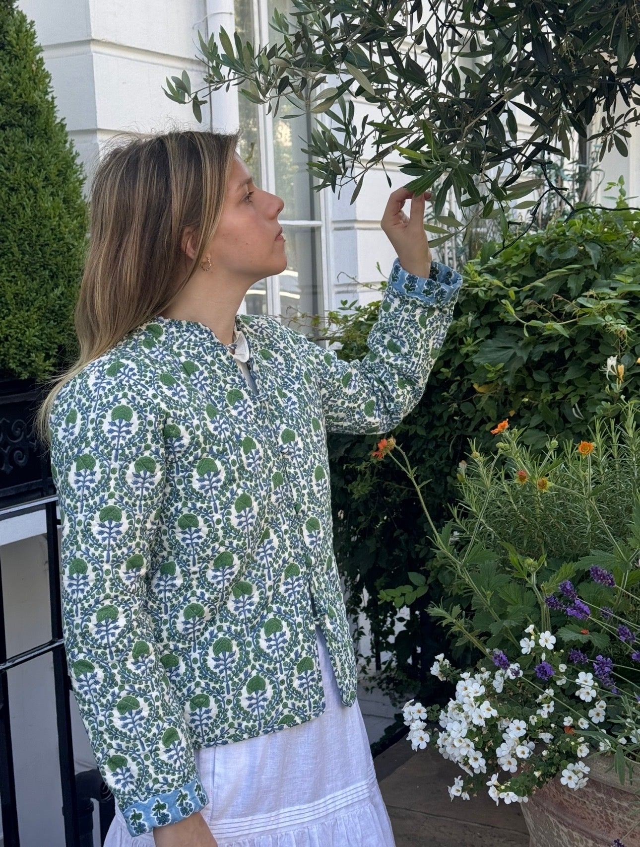 BLUE AND GREEN TRELLIS REVERSIBLE JACKET
