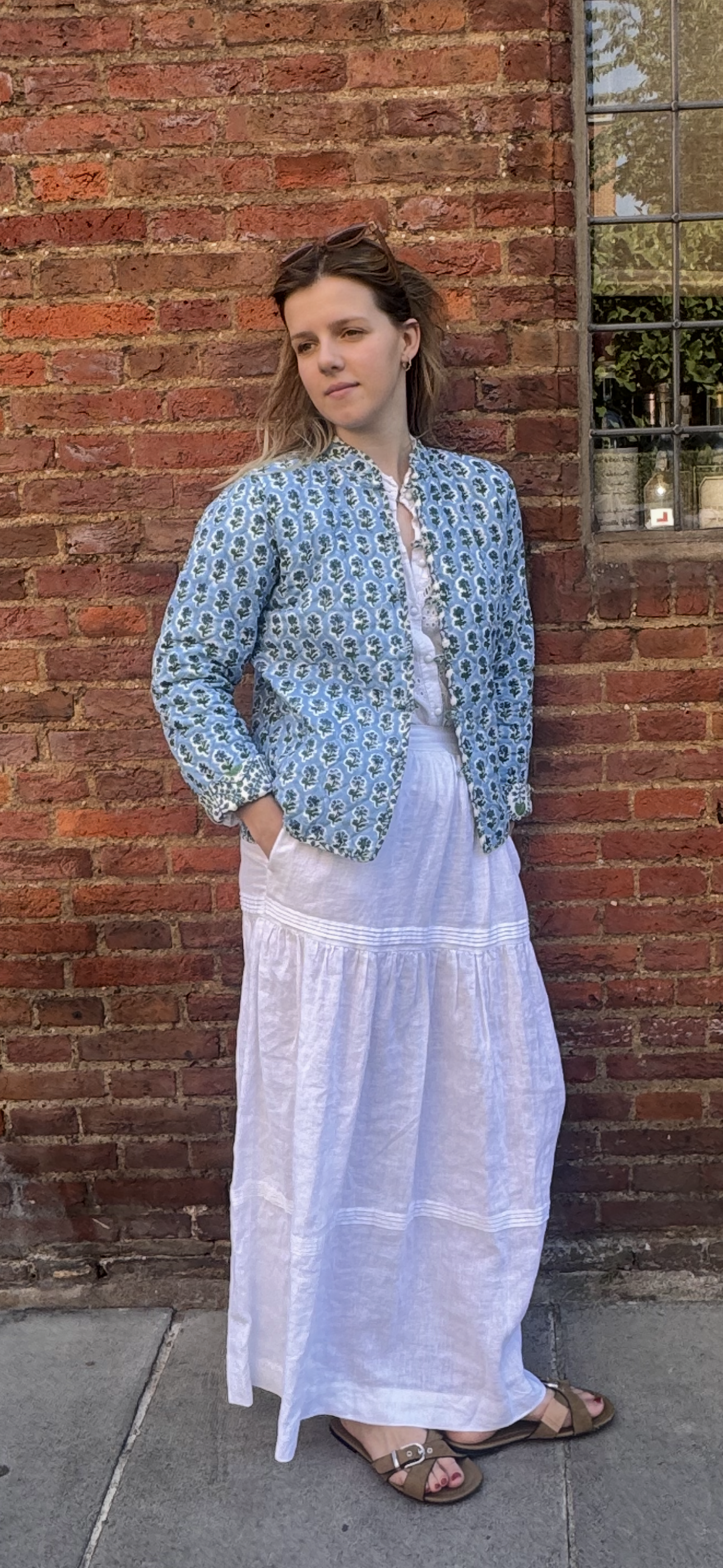 BLUE AND GREEN TRELLIS REVERSIBLE JACKET
