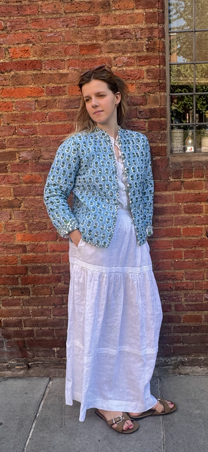BLUE AND GREEN TRELLIS REVERSIBLE JACKET