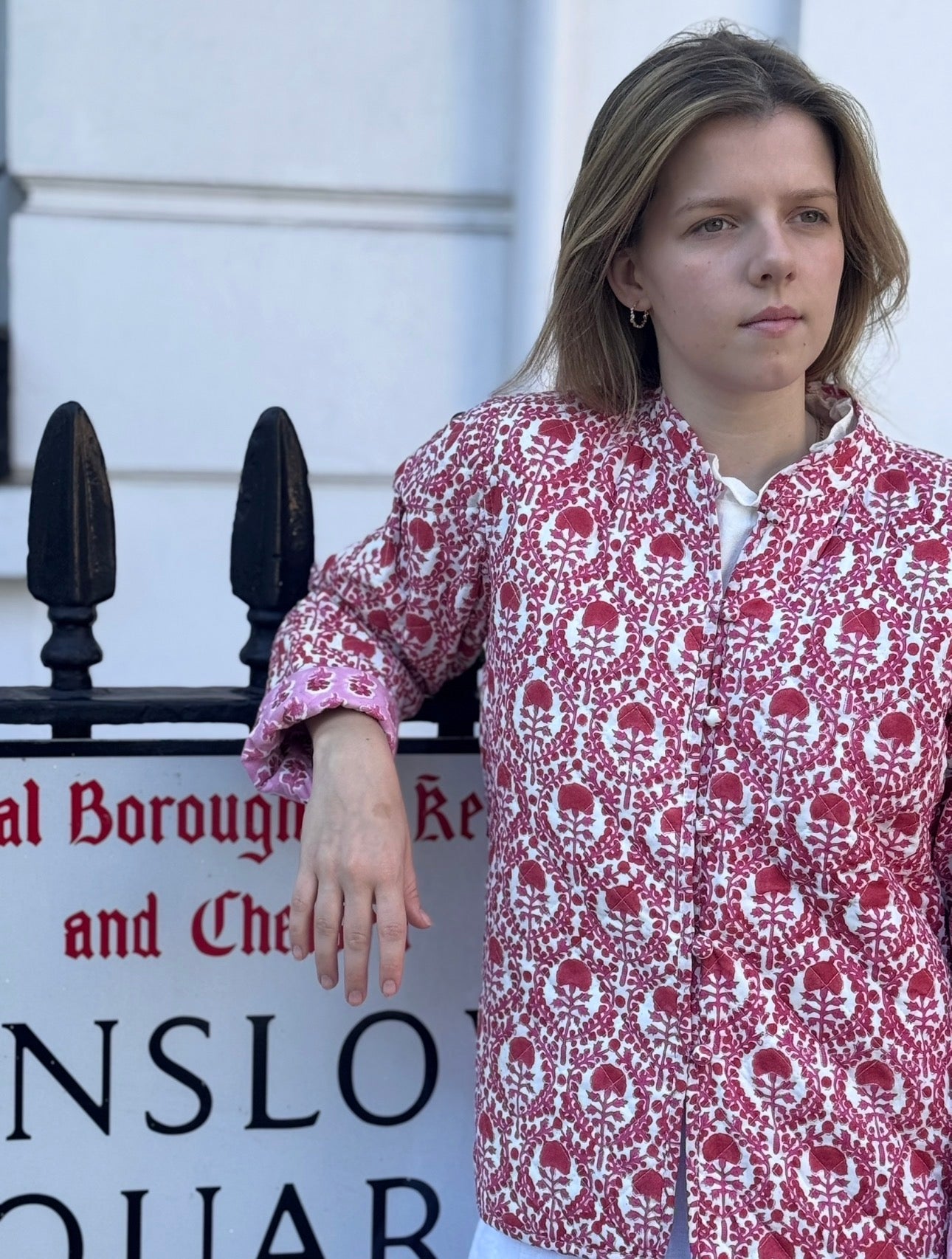 RED AND PINK TRELLIS REVERSIBLE JACKET