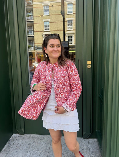 ORANGE AND PINK TRELLIS REVERSIBLE JACKET