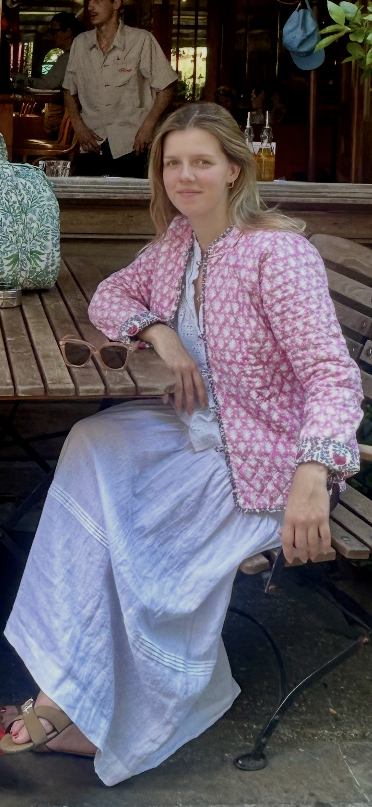 PINK AND BLUE TRELLIS REVERSIBLE JACKET