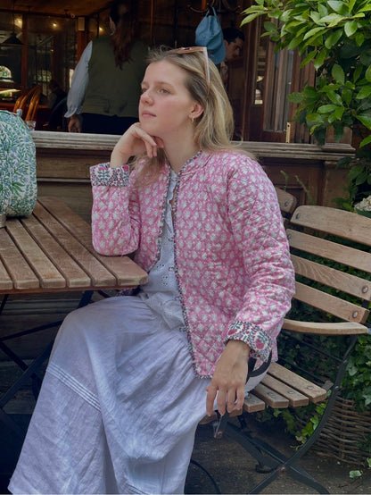 PINK AND BLUE TRELLIS REVERSIBLE JACKET
