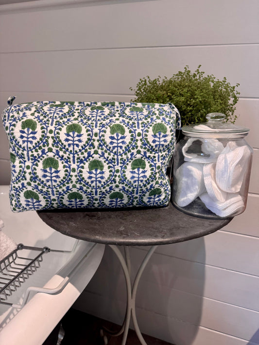 GIANT GREEN AND BLUE TRELLIS WASH BAG