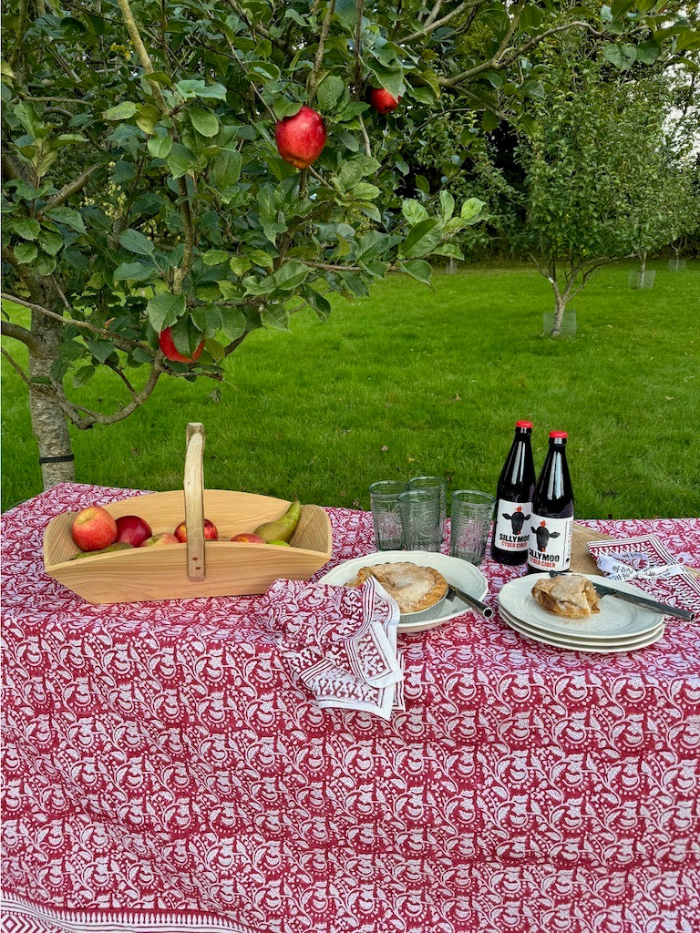 RED FLORAL TABLECLOTH