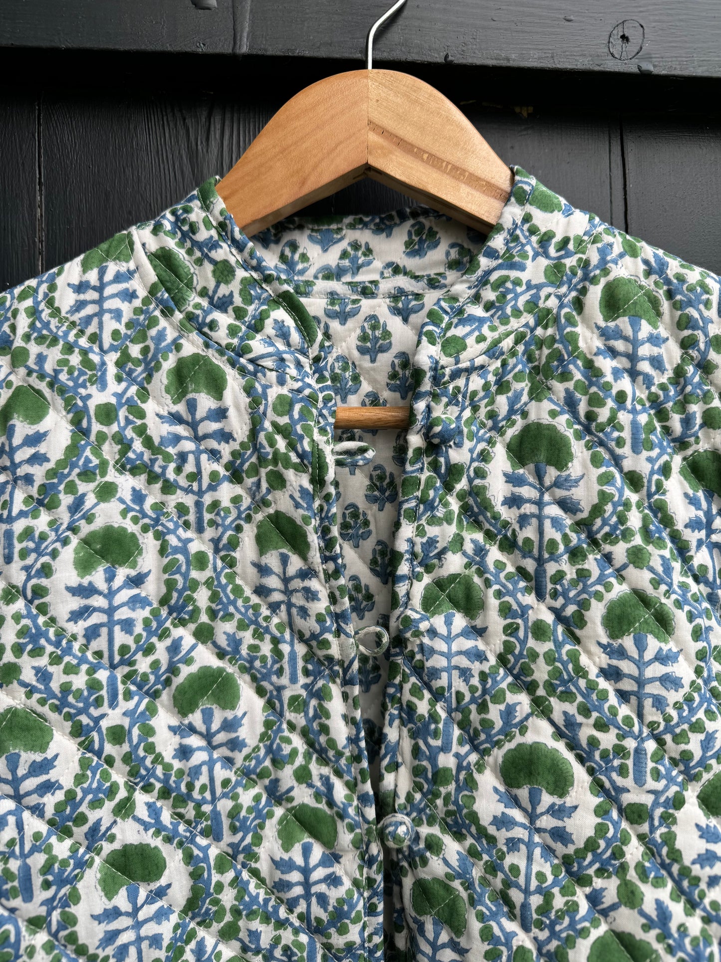 BLUE AND GREEN TRELLIS REVERSIBLE JACKET
