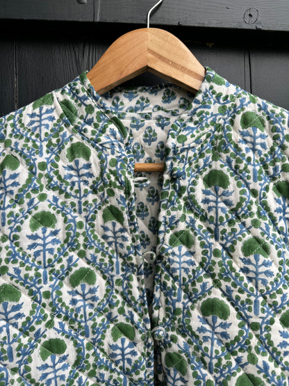 BLUE AND GREEN TRELLIS REVERSIBLE JACKET