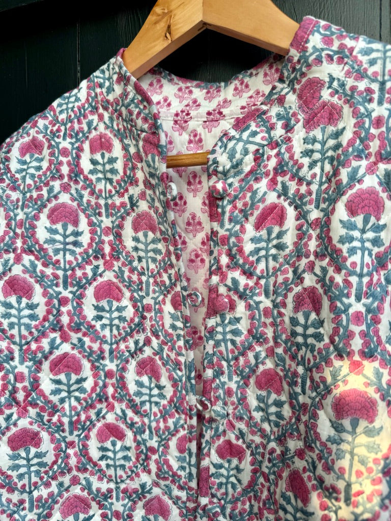 PINK AND BLUE TRELLIS REVERSIBLE JACKET