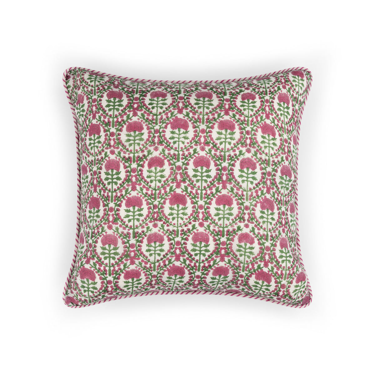 Pink and Green Trellis Cushion