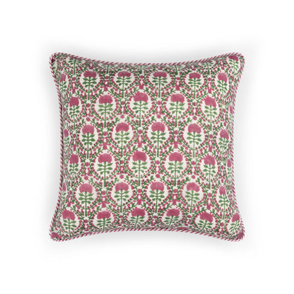 Pink and Green Trellis Cushion