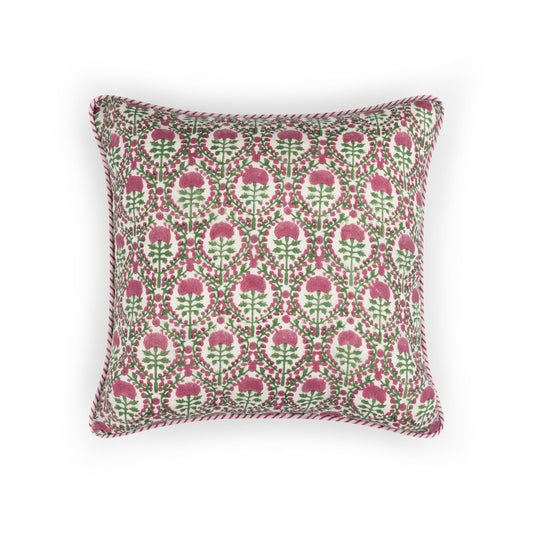 Pink and Green Trellis Cushion