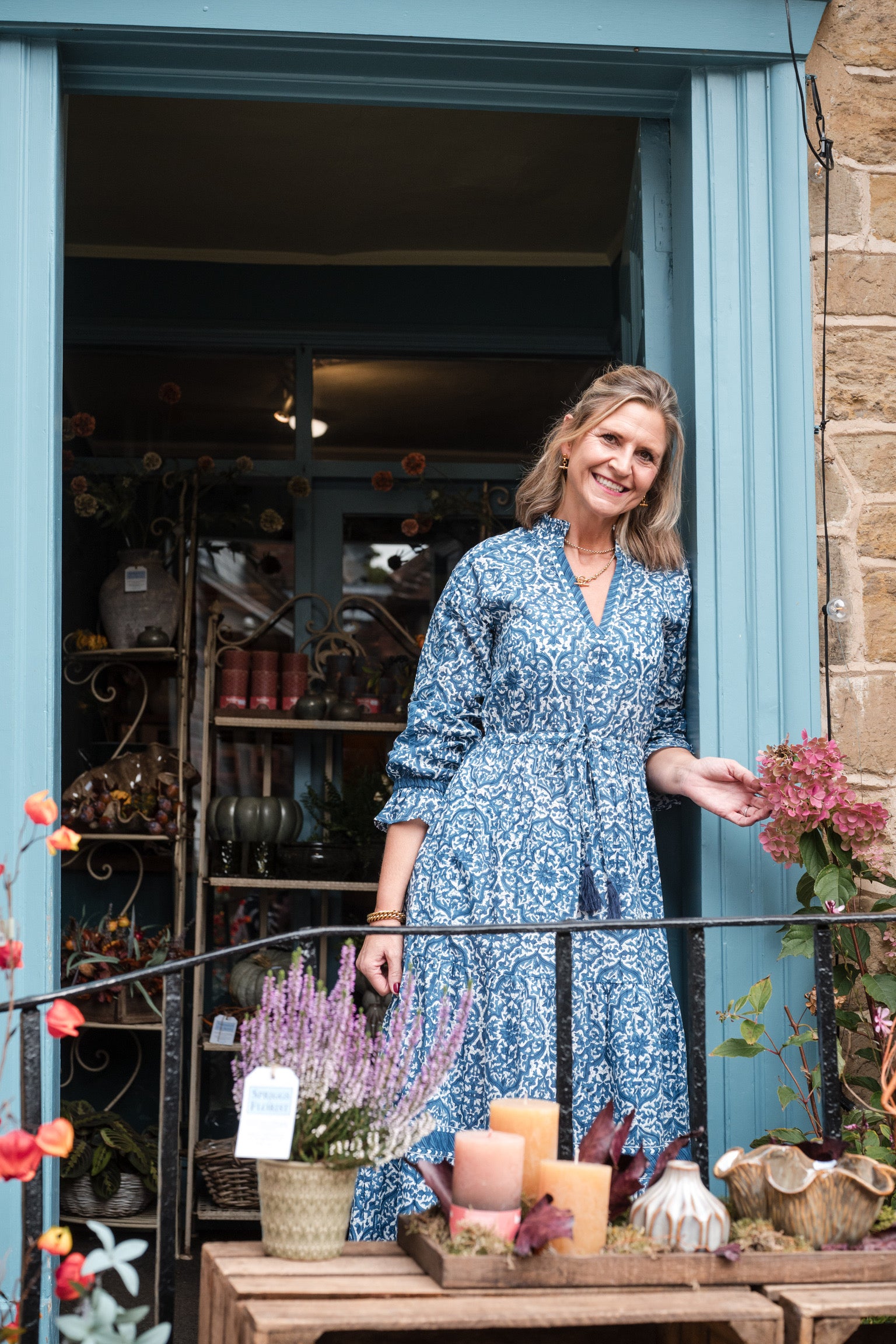 BLUE GEOMETRIC LOTTIE DRESS