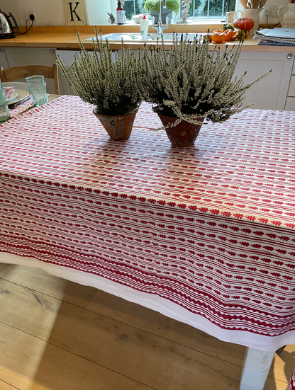 RED KAHO STRIPE TABLECLOTH