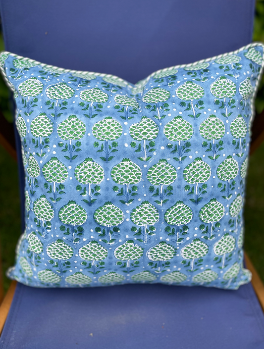 Blue and Green Artichoke Cushion