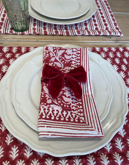 RICH RED FLORAL NAPKINS