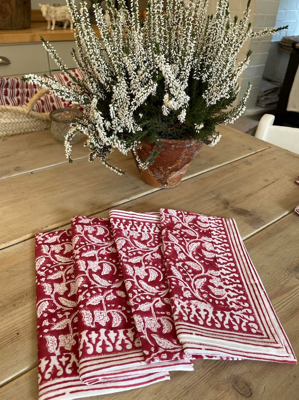 RICH RED FLORAL NAPKINS