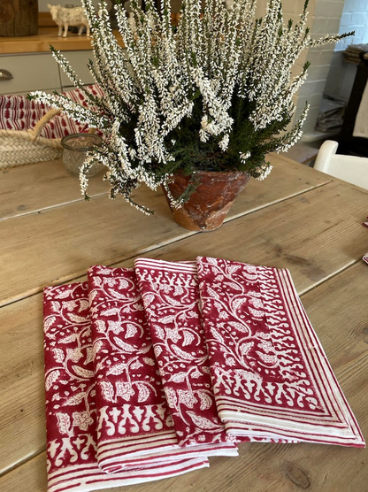 RICH RED FLORAL NAPKINS