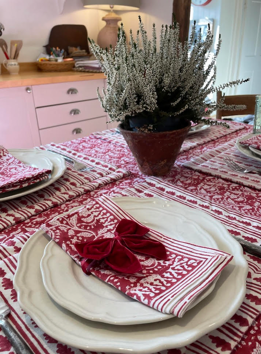 RICH RED FLORAL NAPKINS