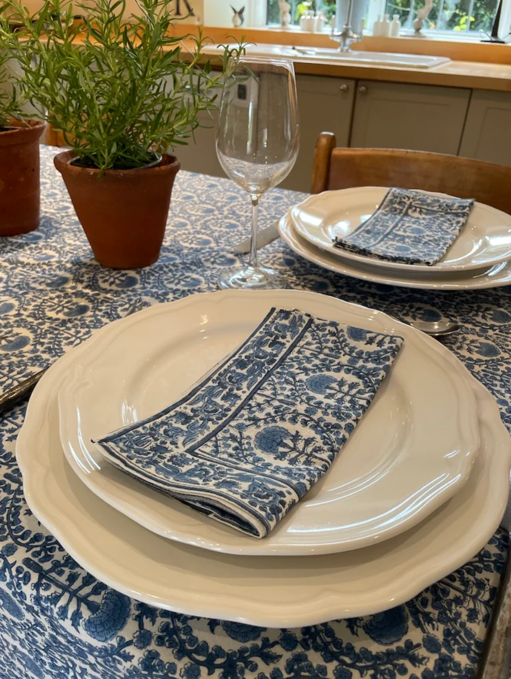 BLUE TRELLIS NAPKINS