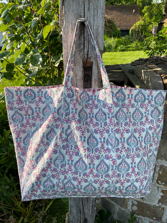 PINK AND BLUE ACE TOTE BAG