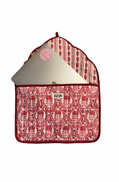 PINK AND RED TRELLIS LAPTOP CASE
