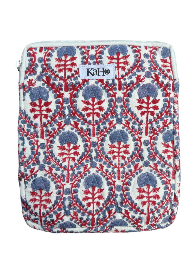 RED AND BLUE TRELLIS IPAD CASE
