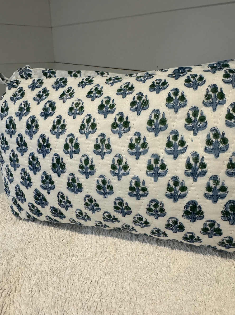 BLUE AND GREEN BOOTY FLORAL MAKEUP BAG