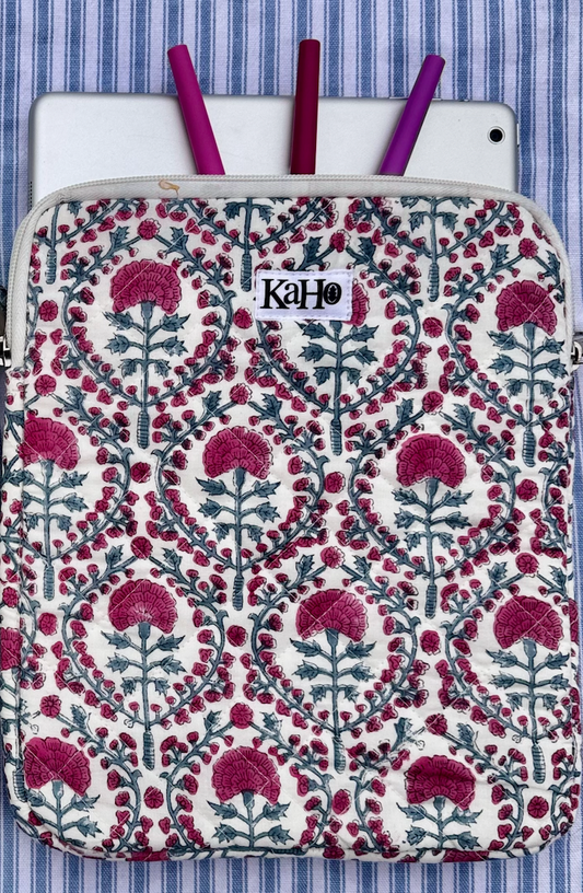 PINK AND BLUE TRELLIS IPAD CASE