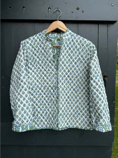 BLUE AND GREEN TRELLIS REVERSIBLE JACKET