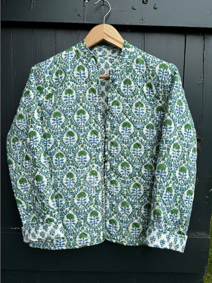 BLUE AND GREEN TRELLIS REVERSIBLE JACKET