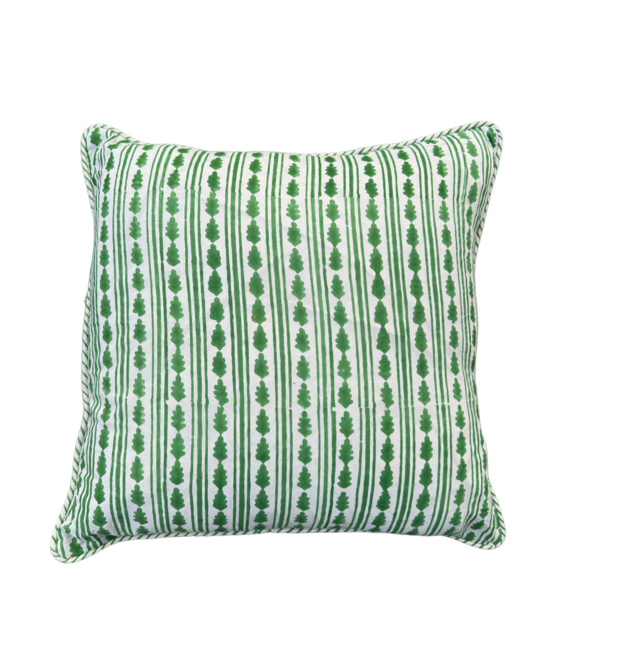 BRIGHT GREEN KAHO STRIPE CUSHION KaHo Prints Bright green kaho stripe cushion kaho prints