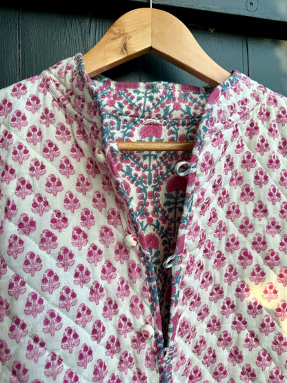 PINK AND BLUE TRELLIS REVERSIBLE JACKET