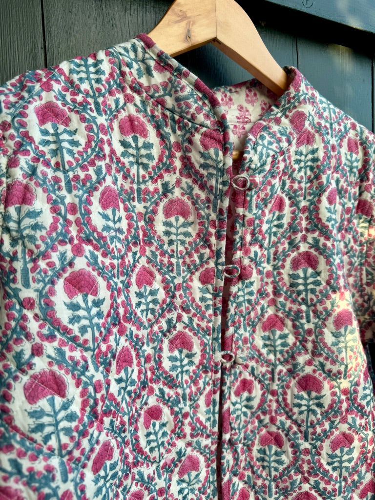 PINK AND BLUE TRELLIS REVERSIBLE JACKET