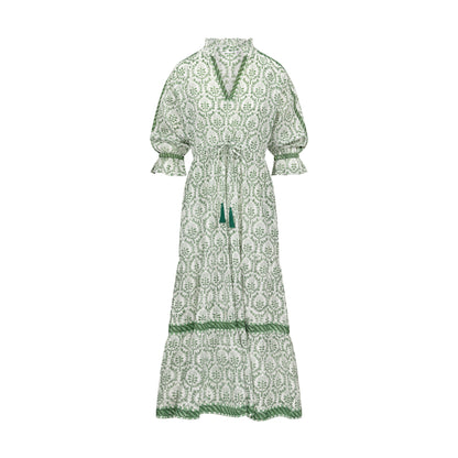 GREEN REVERSE TRELLIS LOTTIE DRESS