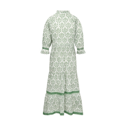 GREEN REVERSE TRELLIS LOTTIE DRESS
