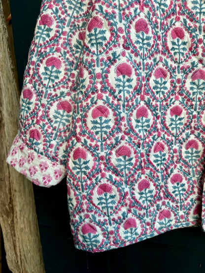 PINK AND BLUE TRELLIS REVERSIBLE JACKET
